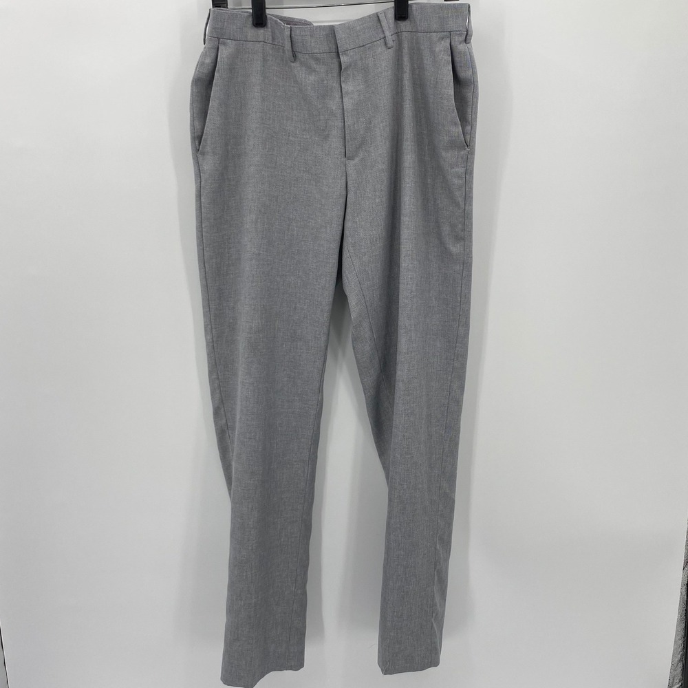 Haggar Men's Premium Stretch Signature Dress Pant Slim‎ Fit Gray Size 34x32